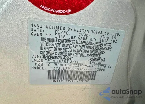 2020 Nissan Kicks Sr from USA, damaged, VIN 3N1CP5DV2LL499597